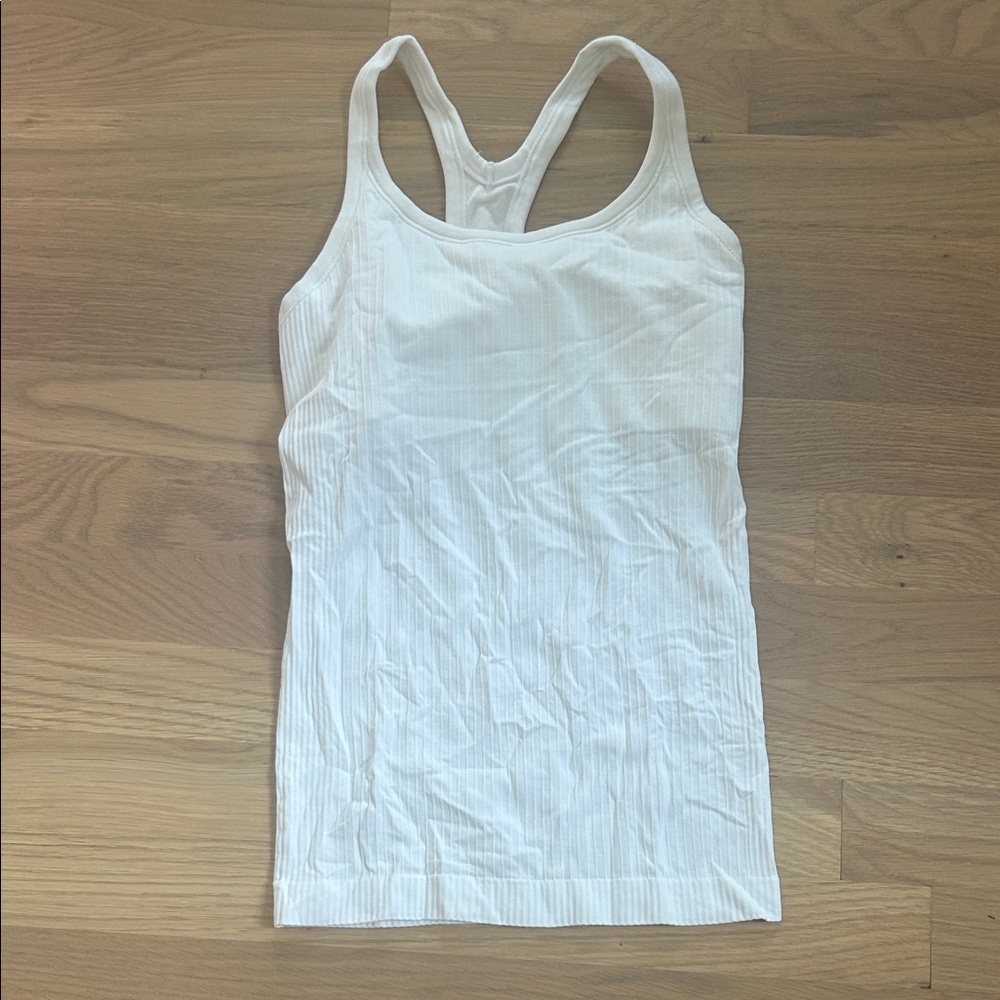 Lululemon Athletica White Ribbed Tank Top